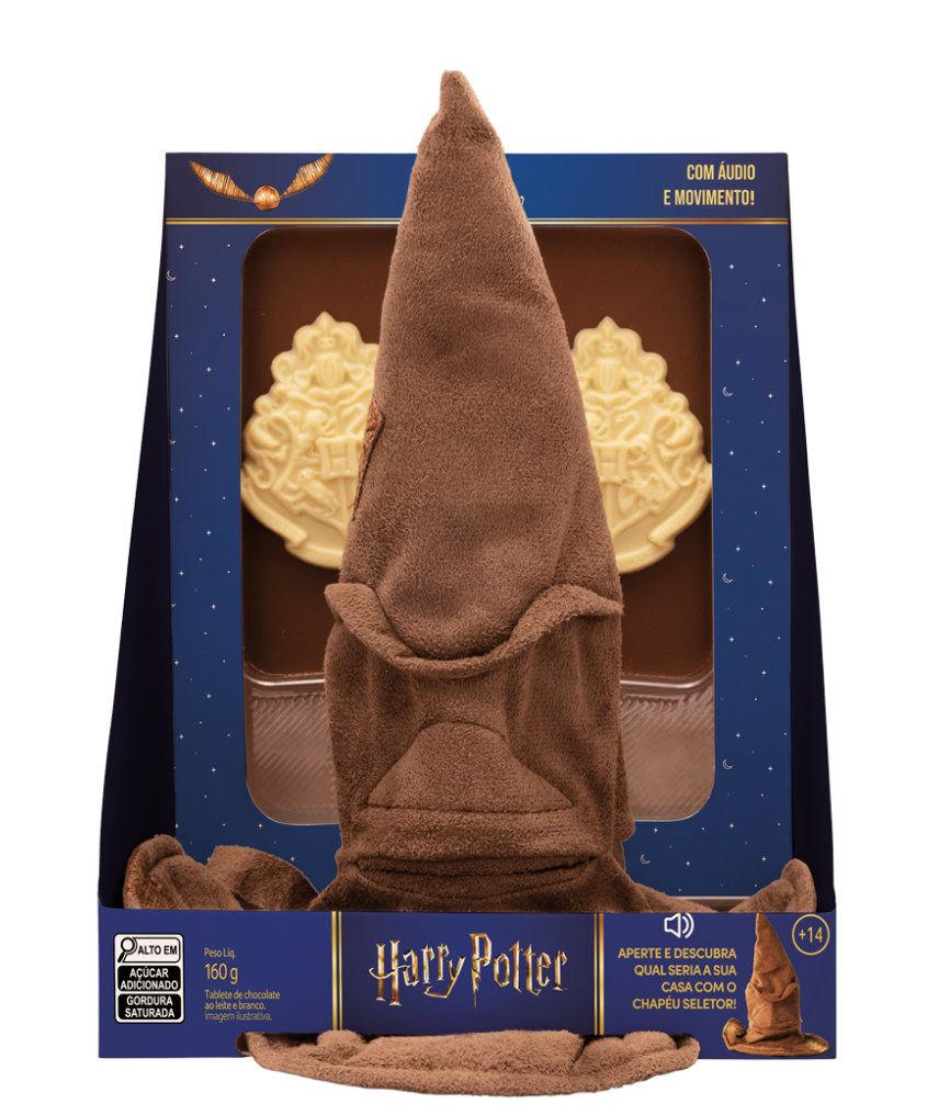 Kit Tablete ao Leite Pelucia Chapeu Seletor Harry Potter 160g