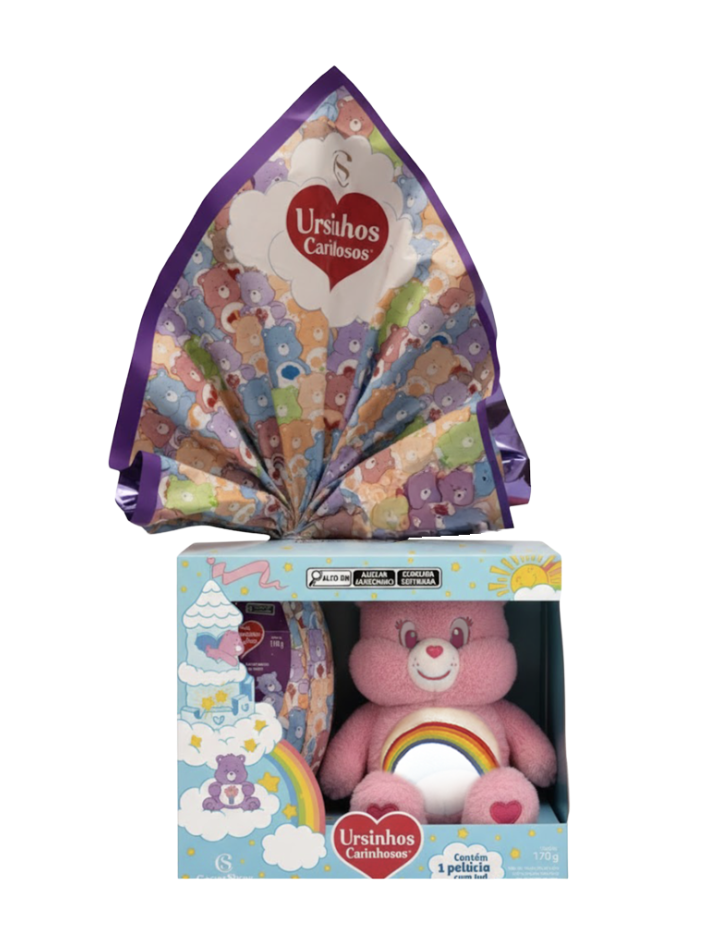 Kit Ovo de Páscoa ao Leite Pelúcia Animadinha com LED Ursinhos Carinhosos 170g